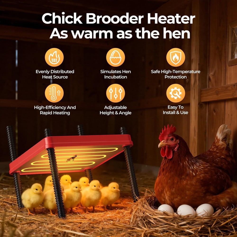 Chick Brooder Heating Plate for Winter, Chick Heating Plate with Thermal Prot...