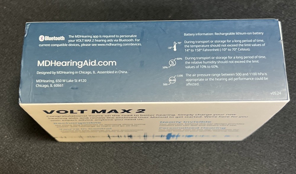 MD Volt Max 2 hearing aids BTE rechargeable bluetooth