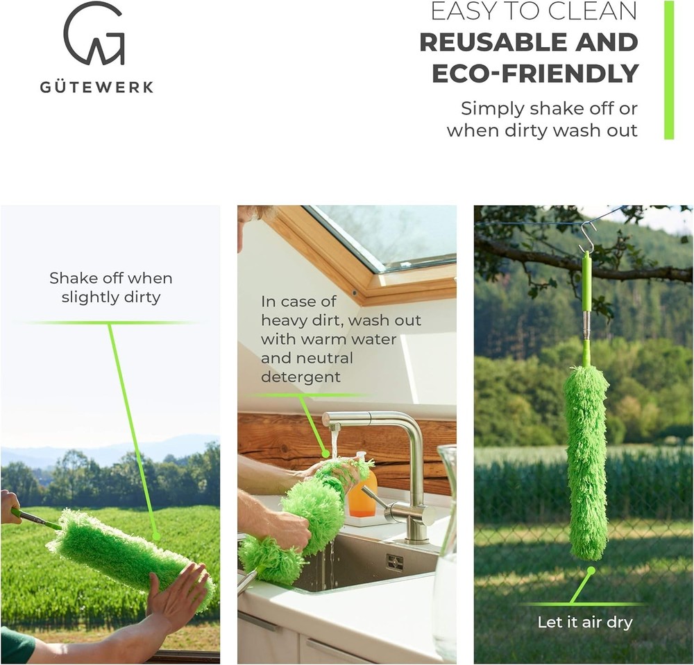 Extendable Feather Duster Microfiber with Bendable Head and Telescopic Pole