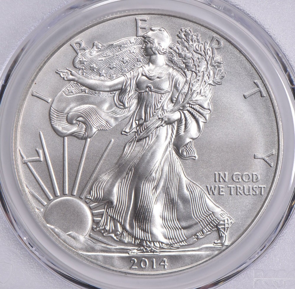SP70 2014-W BURNISHED SILVER EAGLE PCGS Blue Label