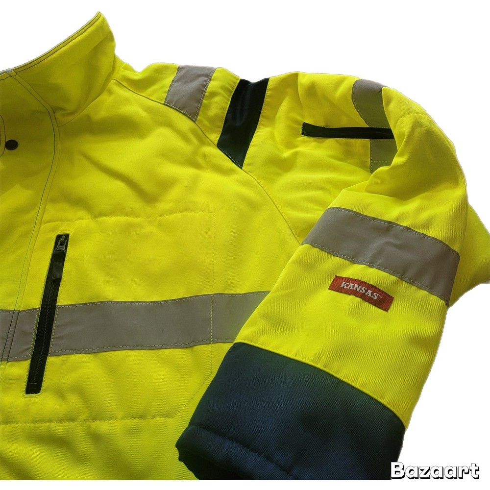 High Visibility Reflective EN471 Lined Jacket Many Pockets Adjustable Wrists 2XL