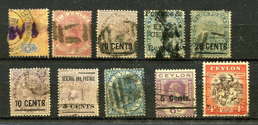 CEYLON (26482): QV selection postmarks/cancels