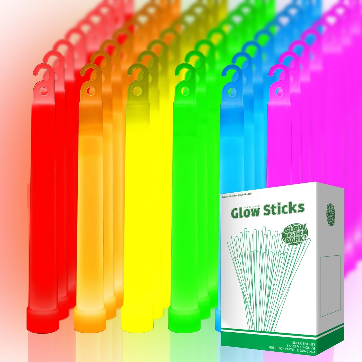 48 Pack 6 Inch Ultra Bright Large Glow Sticks 10 Hr+ Long Lasting Light Sticks