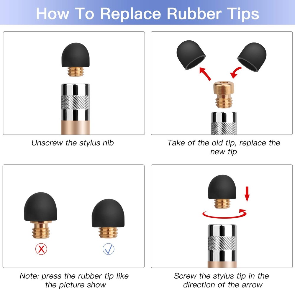 20 PCS Replacement Rubber Tips 2in1 Universal Stylus Pens Only