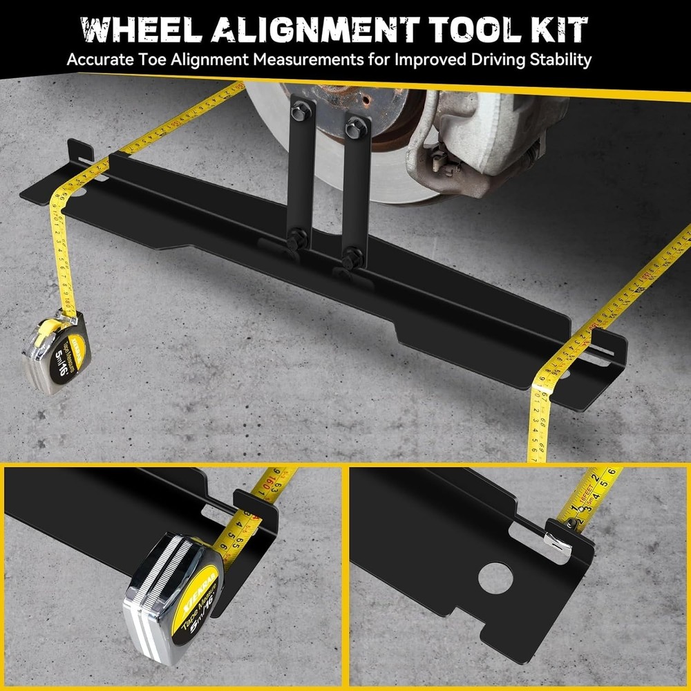 Upgraded Heavy-Duty Steel Wheel Alignment Tool Kit - Collapsible Toe Alignment