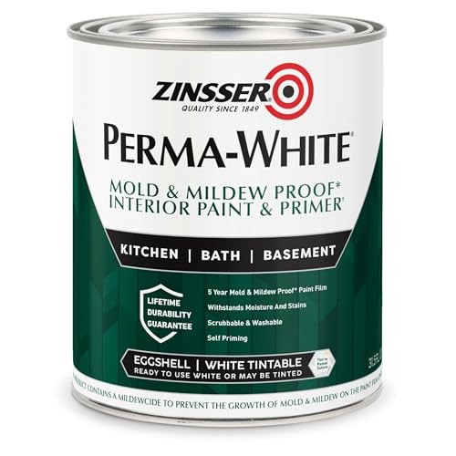02774 PERMA-WHITE Mold & Mildew Proof Interior Paint, Quart, Eggshell White 1
