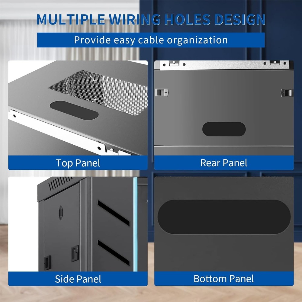 Server 6uRack Cabinet, Wall Mount Network Rack Enclosure Includes Locking Glass