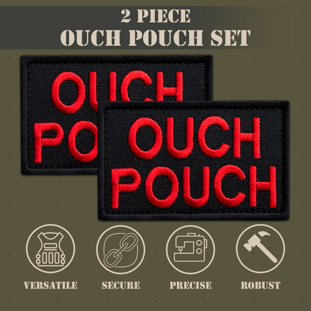 2Pcs Ouch Pouch Patch, Embroidered Medical Ems First Aid Patch