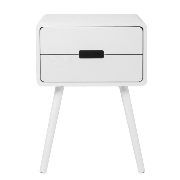 Wood Nightstand End Side Table with Drawer & Solid Wood Legs