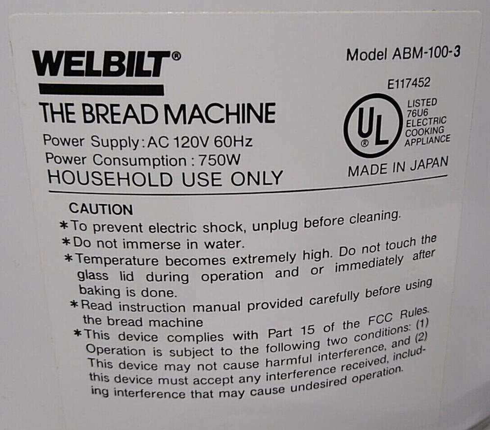 Electronic Control Board for Welbilt Bread Machine Model ABM-100-3