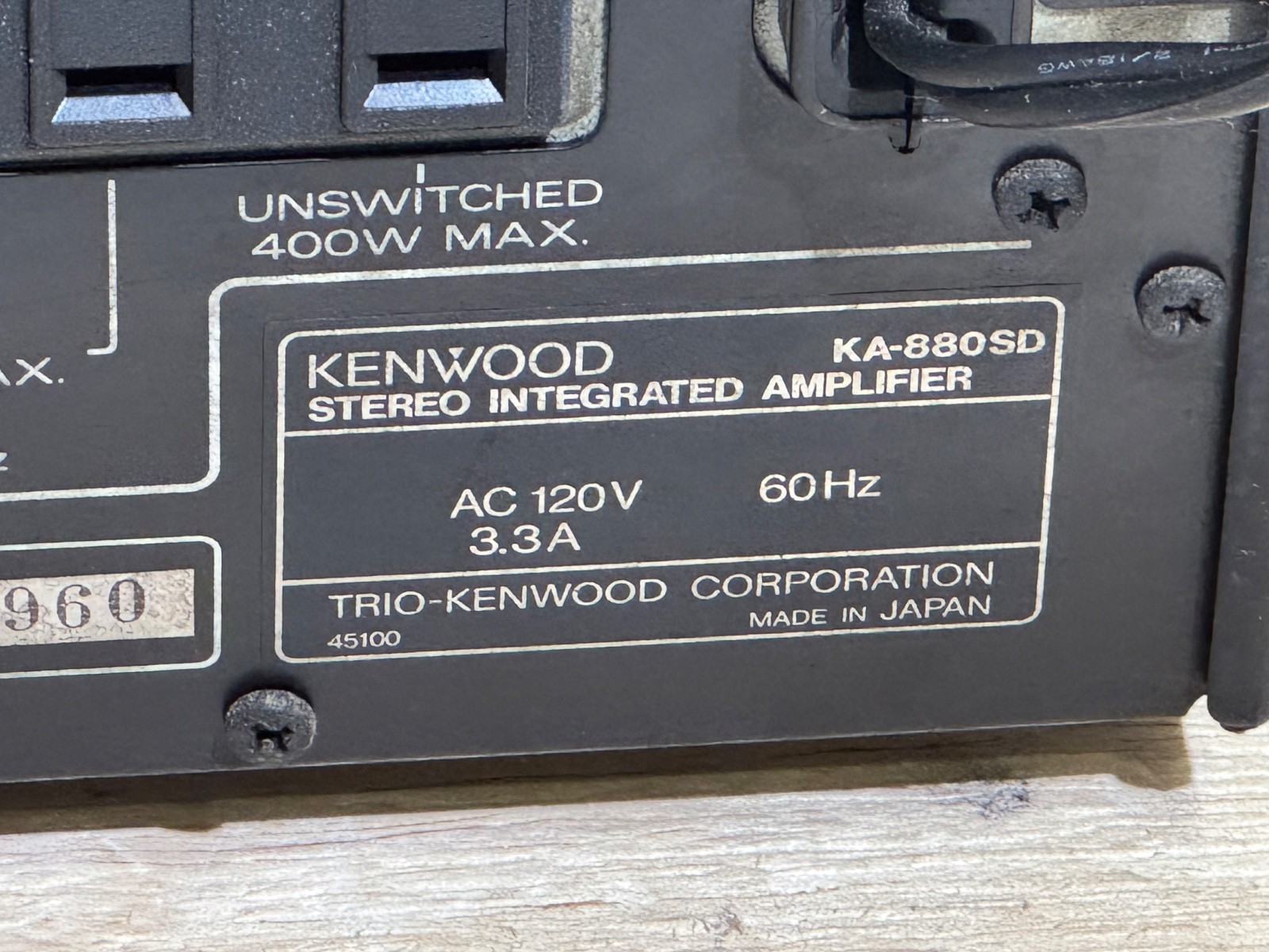 Kenwood KA-880SD Stereo Integrated Amplifier | JAPAN | No Power | Sold AS-IS