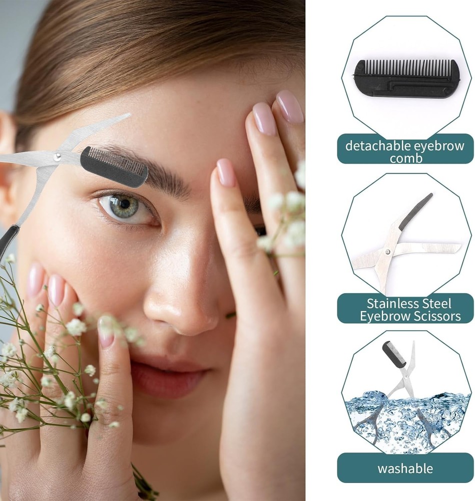 Grooming Made Simple: Professional Eyebrow Trimmer Scissors with Comb – 2 Count