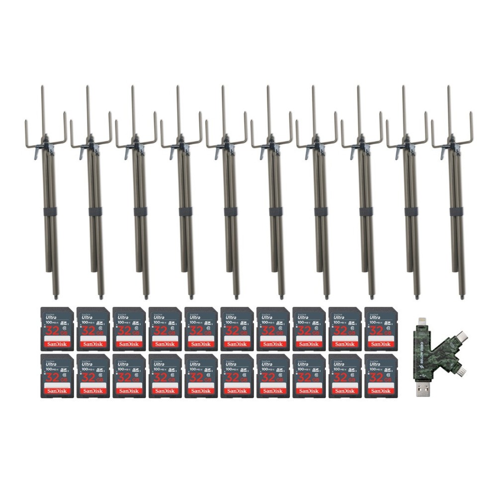 Stealth Cam Trail Camera Mount Stick 10 Pack Memory Card 20 Pack Bundle Hunting