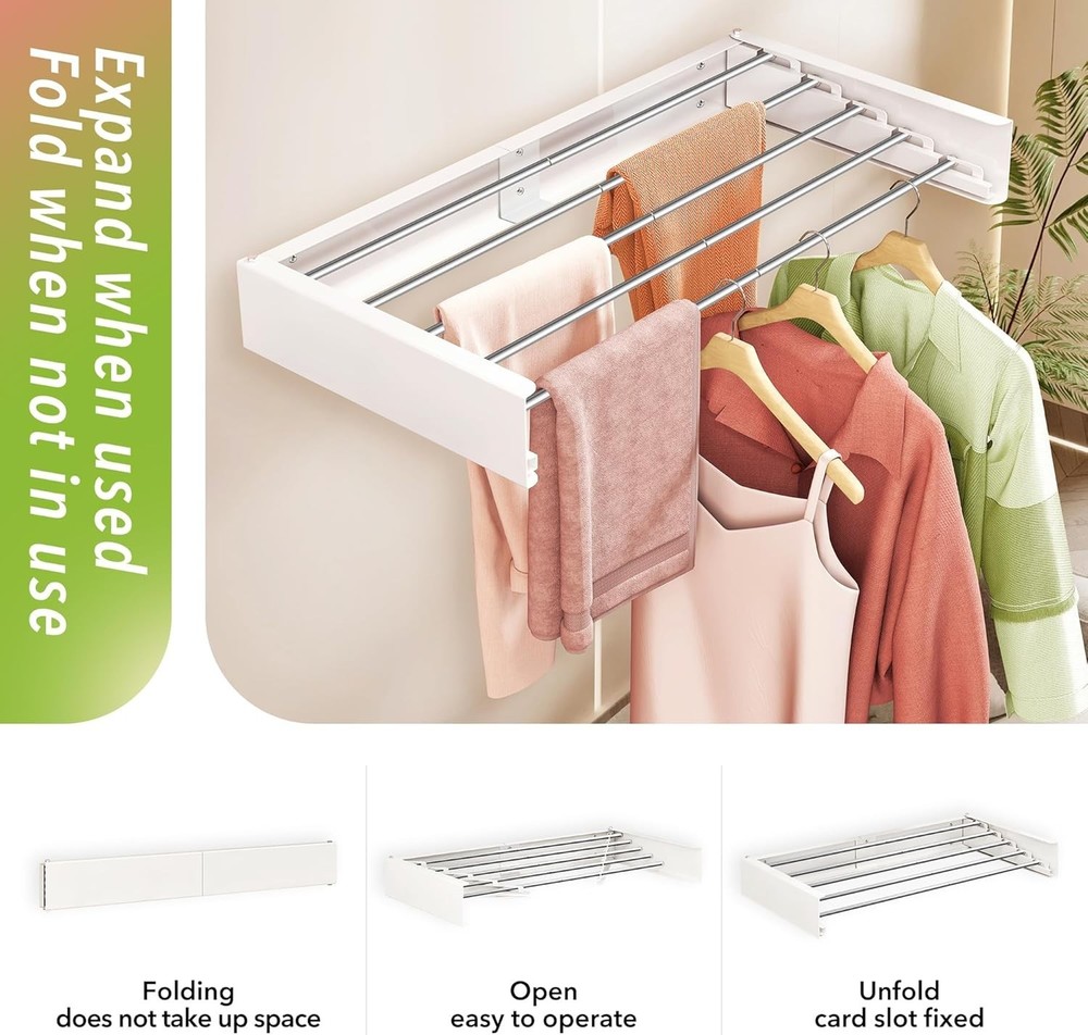 Foldable Stainless Steel Wall Drying Rack - Stylish & Durable Laundry Solution