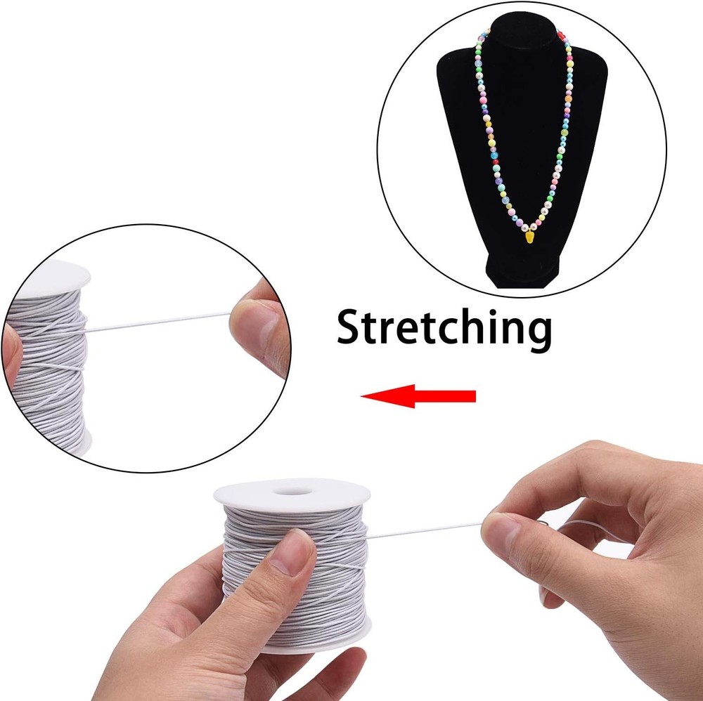 0.8 mm Elastic String Cord Thread Cords for Jewelry Making Bracelets White