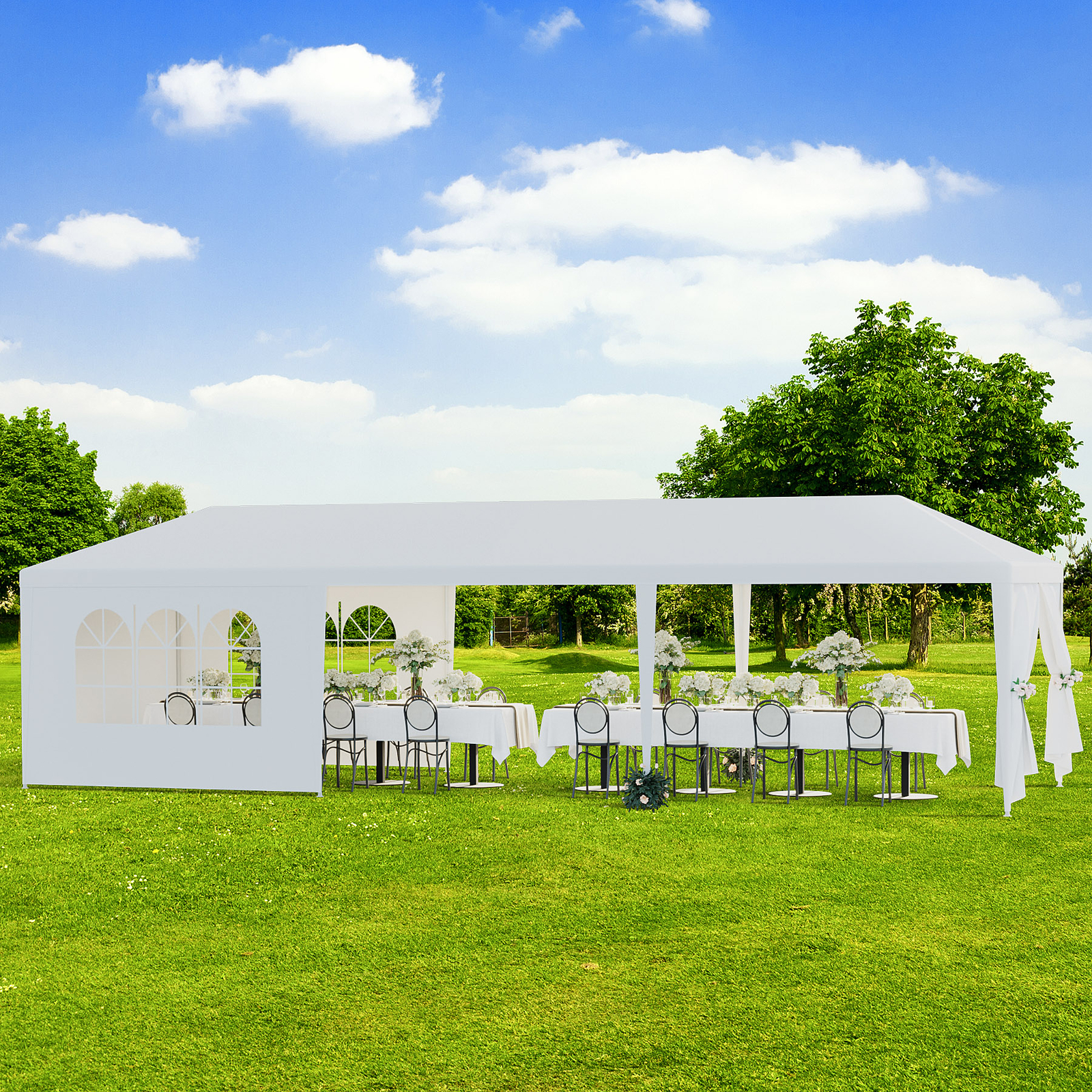 2PCS 10'x30' White Outdoor Gazebo Canopy Wedding Party Tent 8 Removable Walls
