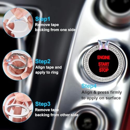 Car Engine Start Stop Button Ring Rotatable Snowflake Push Start Button Car