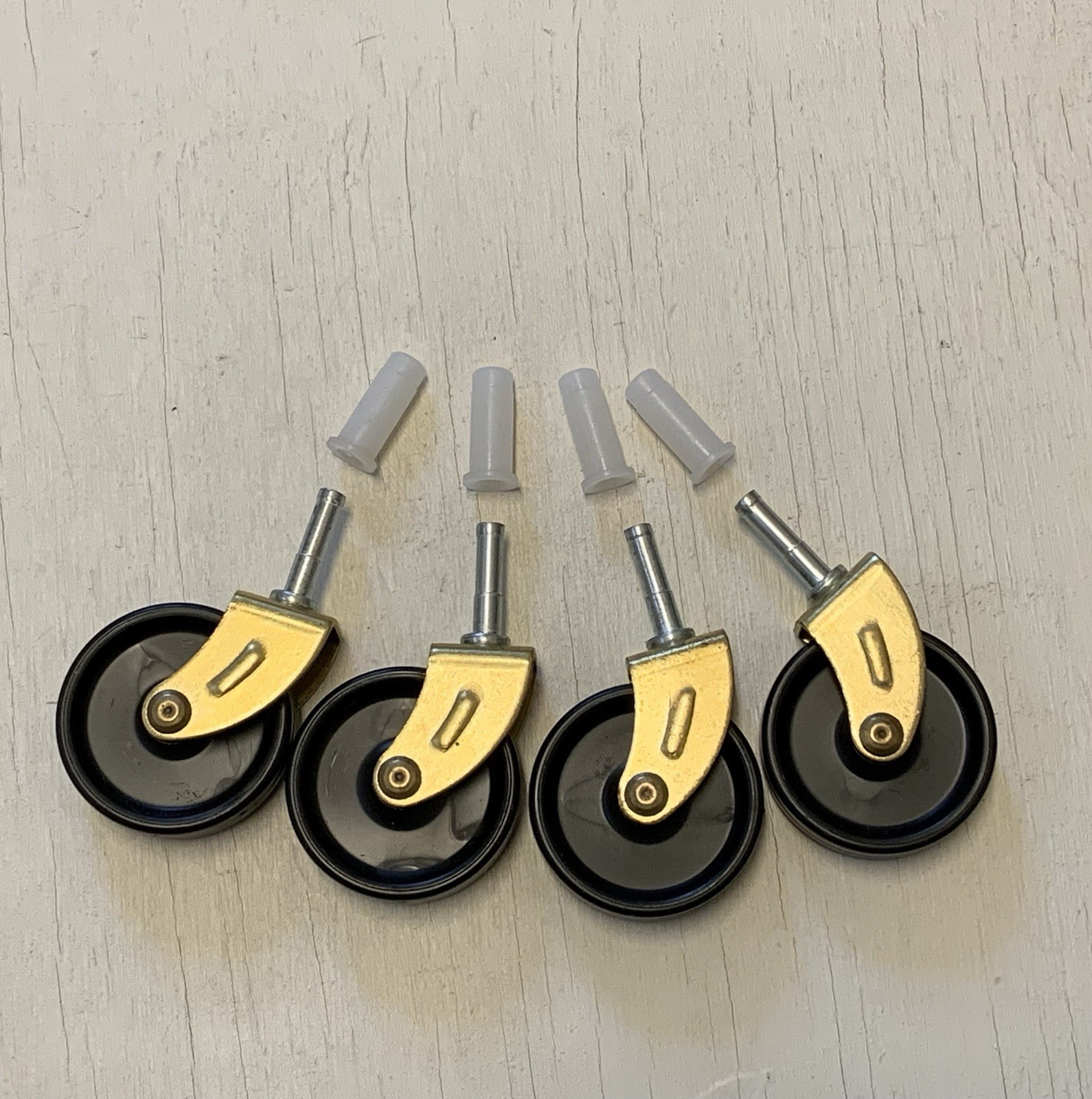 Set Of 4 Tea Cart Caster Wheels With 4 Sockets 2” Diameter Wheels By 7/16” Wide