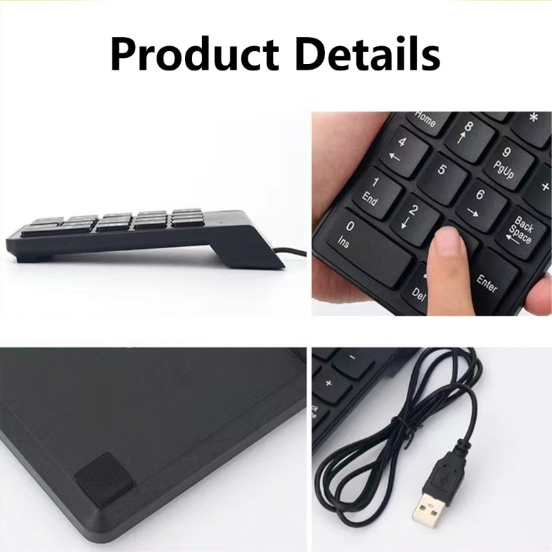 18Keys Corded Keyboard Numeric Keypad With Multimedia Shortcutting And Ergonomic