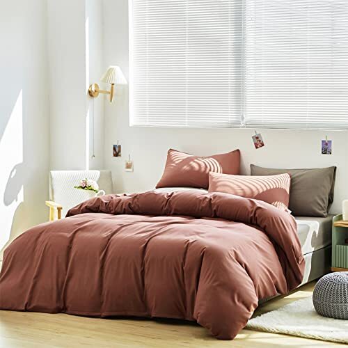 Brick Red Comforter Set Dark Red Bedding Comforter Set Solid Queen 1-brick Red