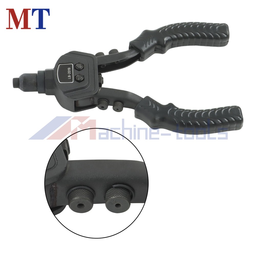 Pop Rivet Gun Kit 1/4" with 200 Blind Rivet 5 Interchangeable Rivet Head Black