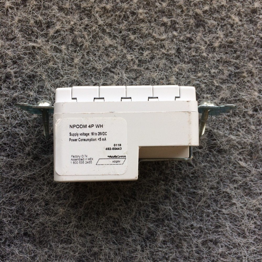 Acuity Controls NPODM 4P WH Push-Button Wallpod (White) Sensor Switch