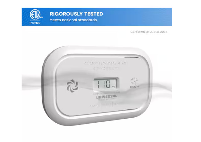 USI AA Battery Powered Carbon Monoxide Detector with Digital Display NEW