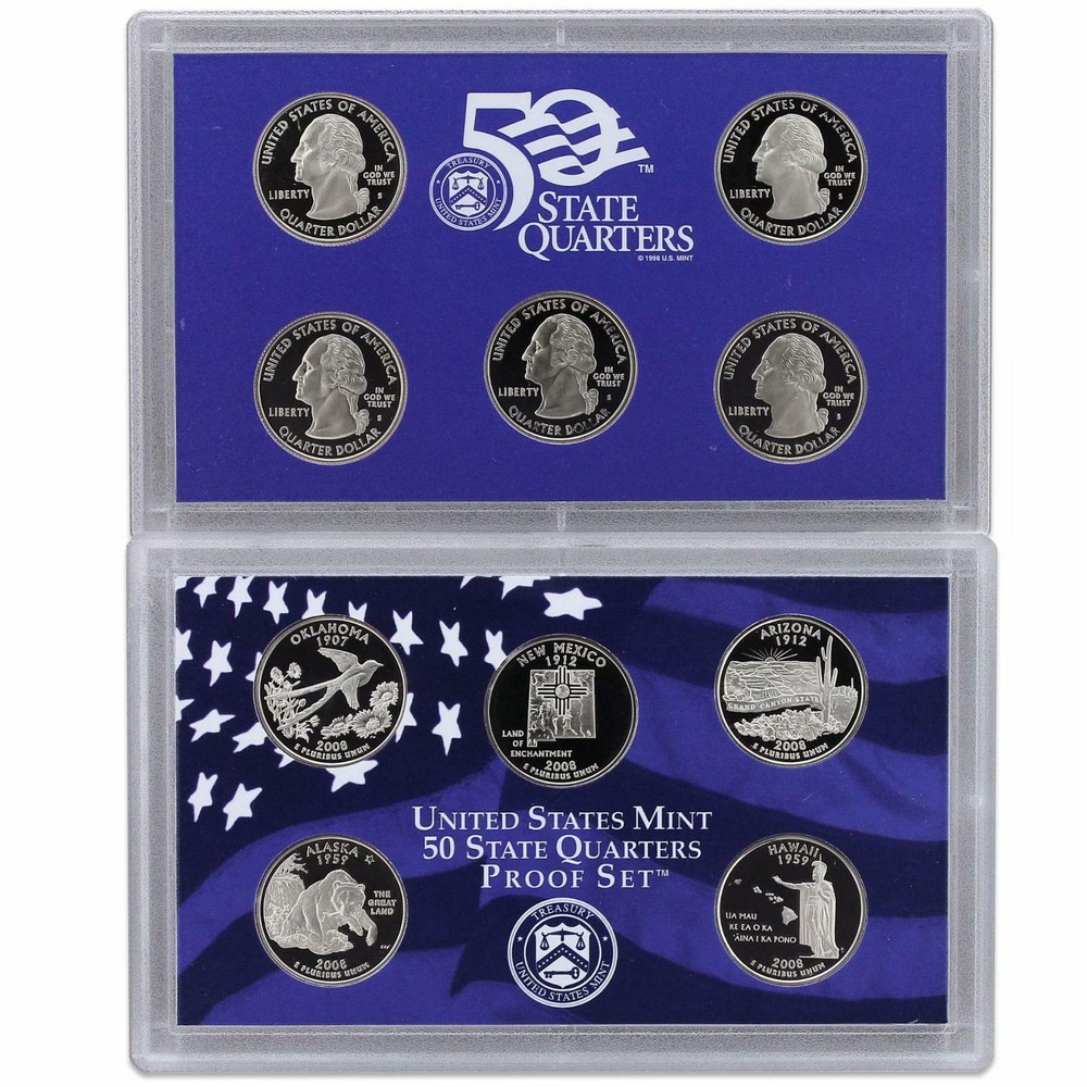 2008 S Proof Set Original Box & COA 14 Coins CN-Clad