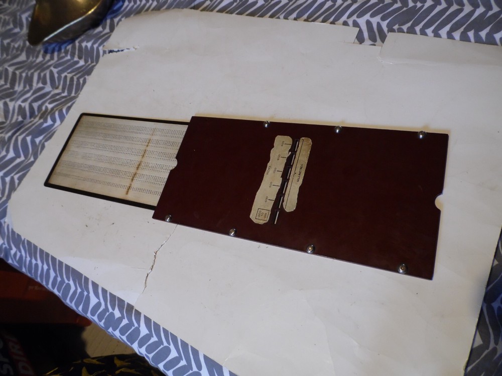 Very old TMF conversion slide,bakelite,inch to mm conversion,34.5cm long x 16cm