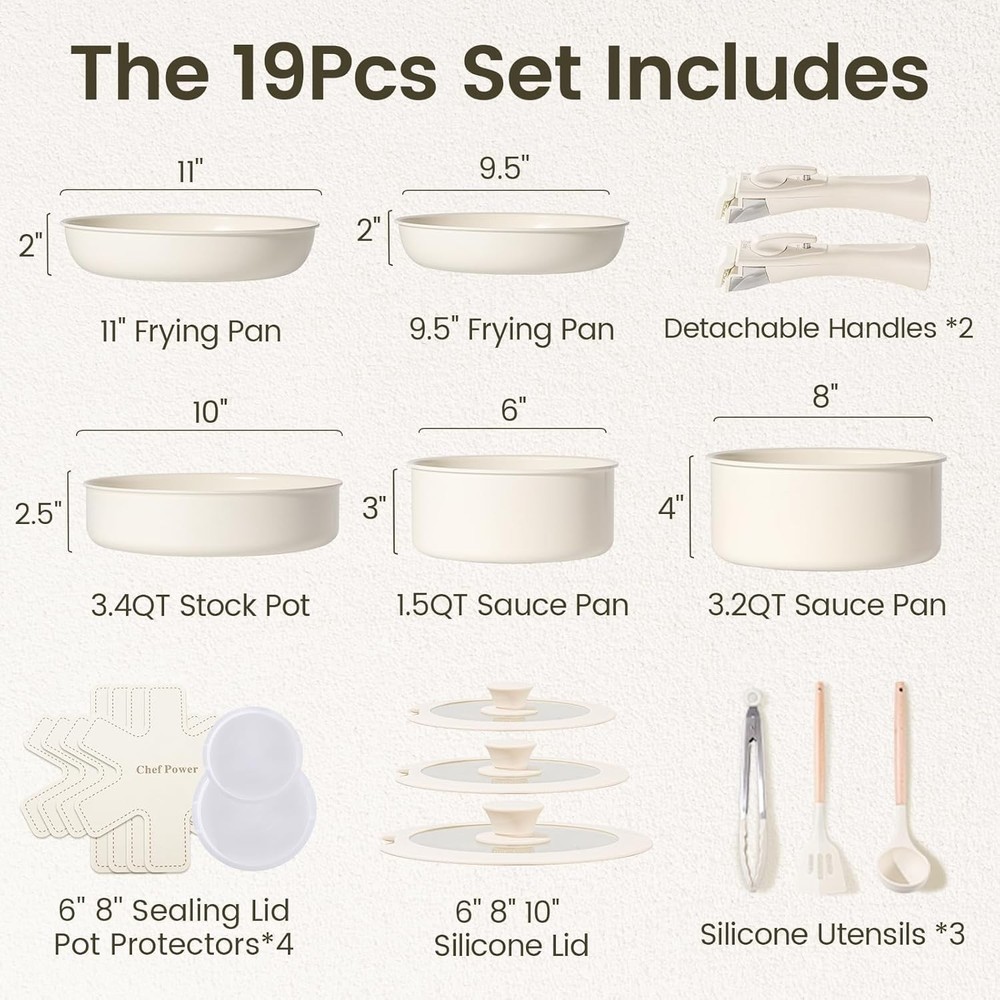 Versatile Kitchen 19-Piece Cookware Set - Induction Compatible & Easy to Clean