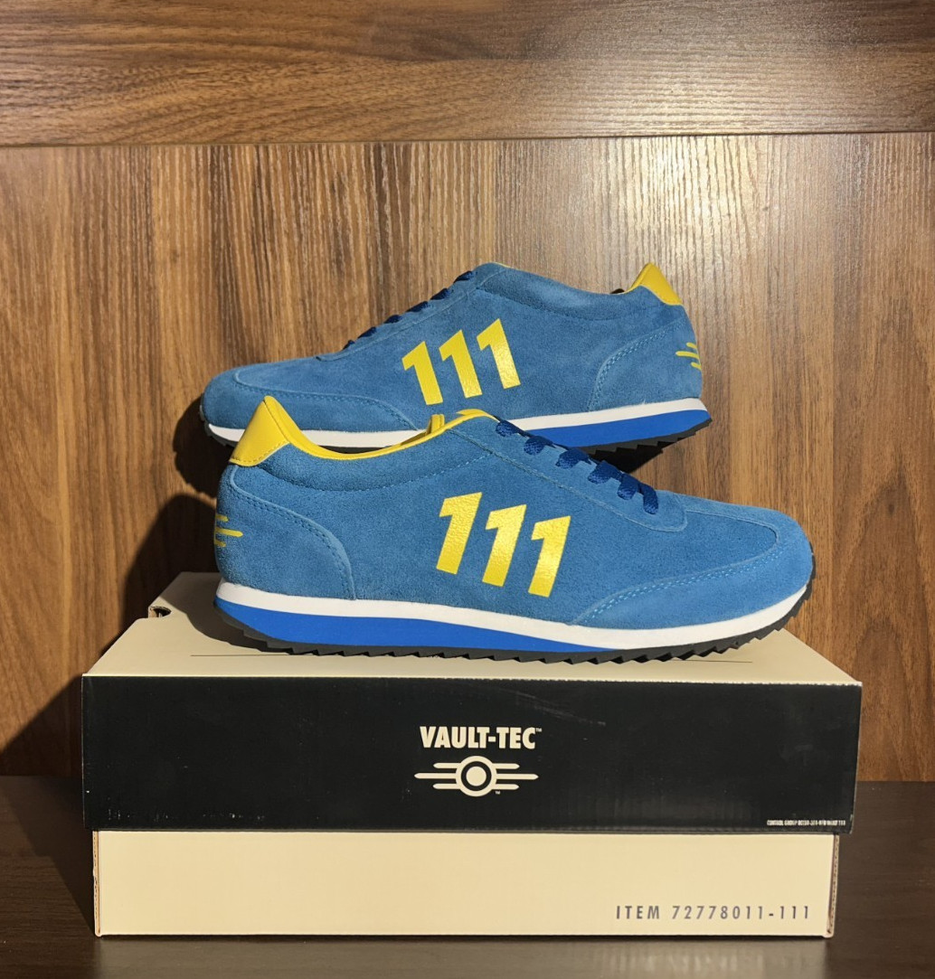 US 10 Fallout Vault Tec 111 Sneakers Bethesda Blue Suede NIB NEW IN BOX