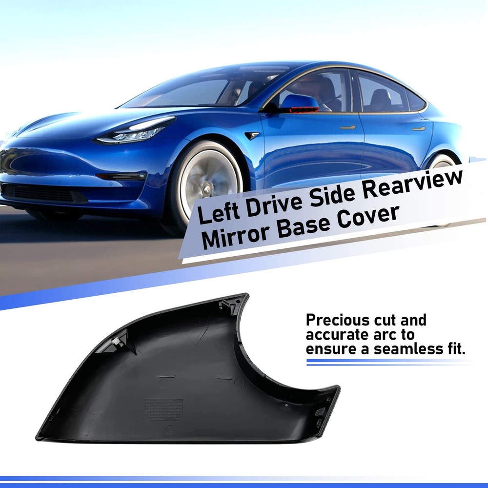 Compatible with Tesla Model 3 Mirror Lower Left Side Black, Black