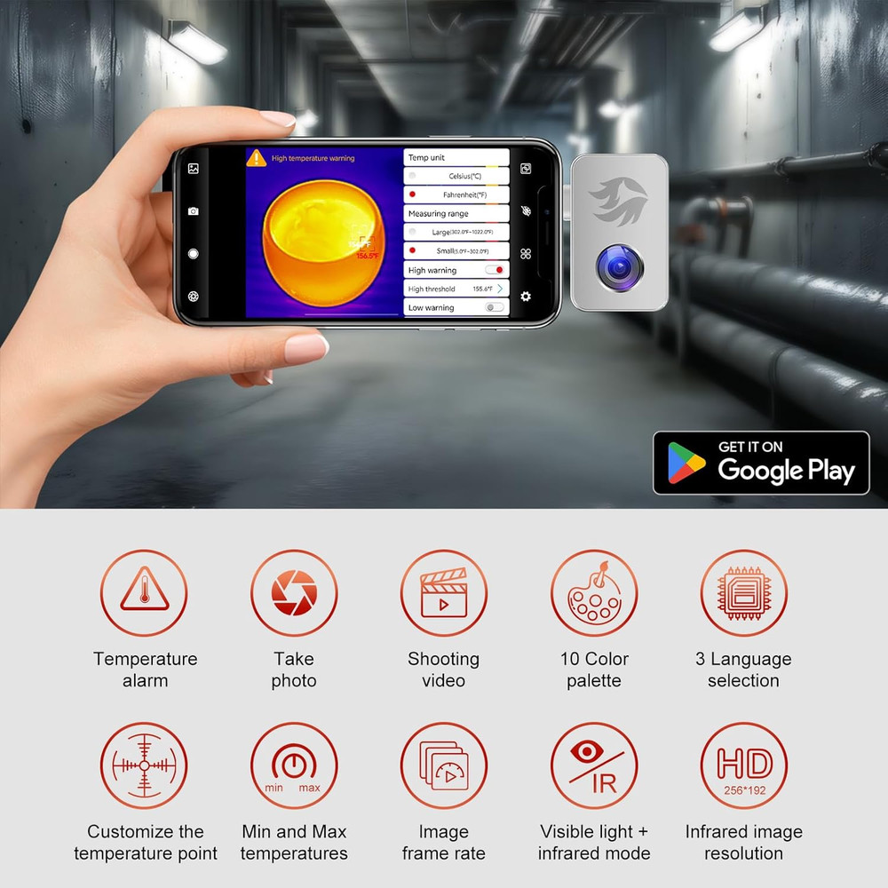 High-Res Thermal Camera for Android - 256x192 IR, 25Hz Frame Rate