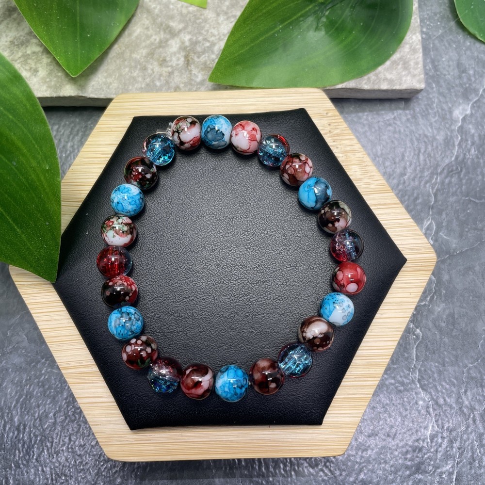 Handmade Bead Beaded Stackable 7.5” Plus Stretch Bracelet New Free Ship C1251
