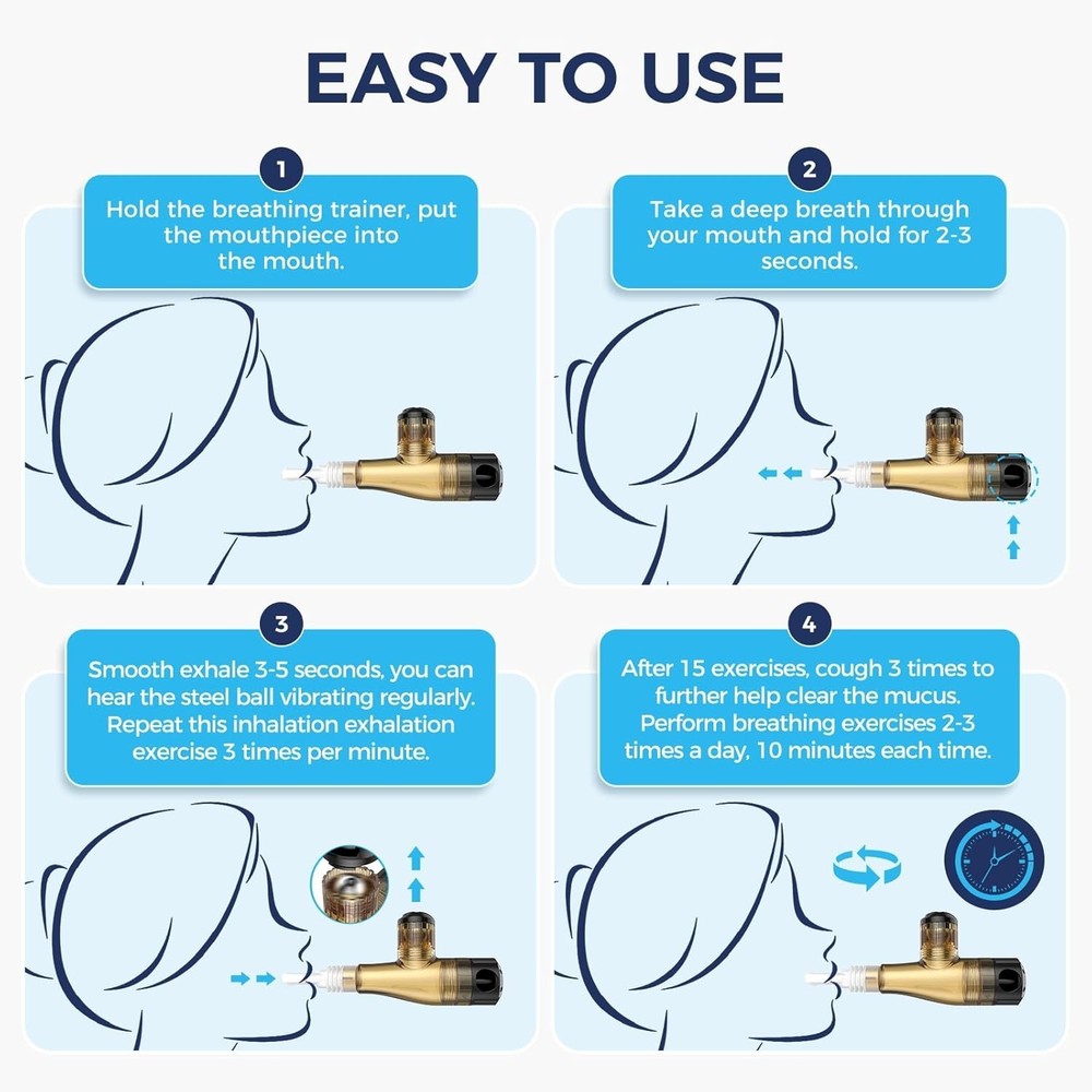 Breathing Exercise Device for Lungs, Non-Measuring Breath Training Device for...