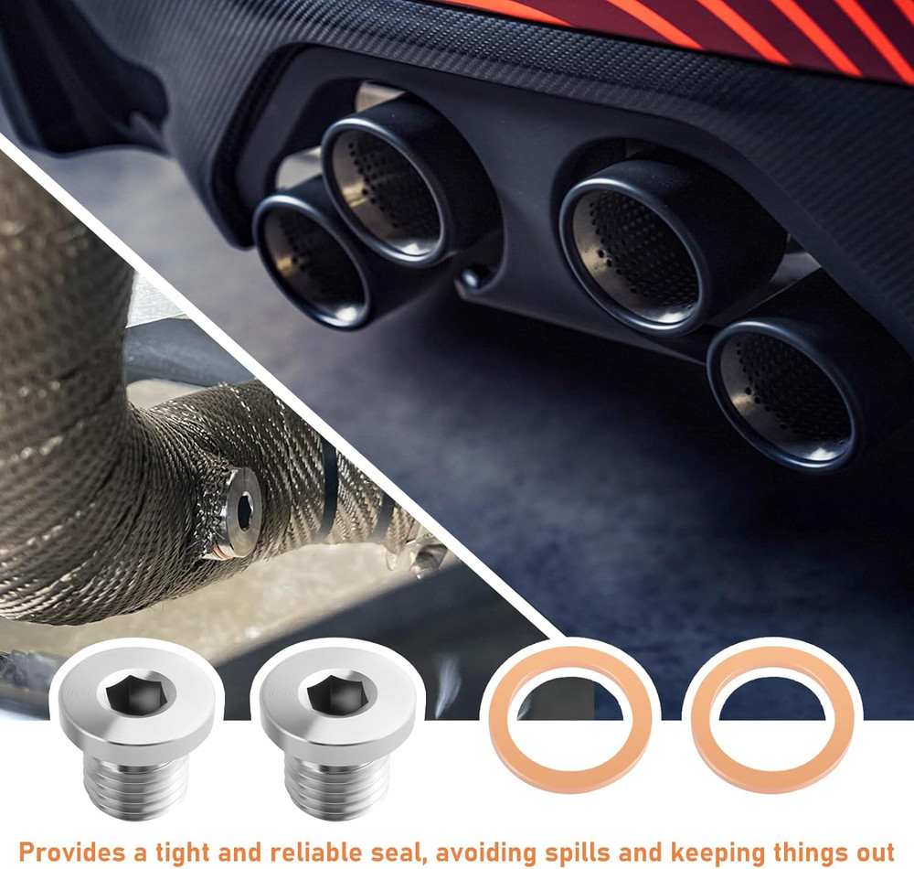 2PCS M12X1.5 Sensor Plug Inner Hex Head with Brass O-Ring,Stainless Steel Sensor