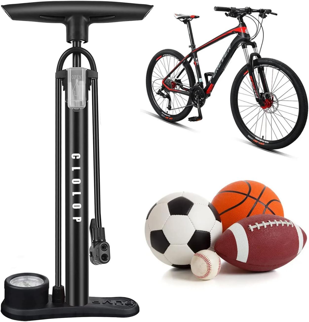 Bike Floor Pump with Gauge,Bike Pump High Pressure 160 Psi,Bicycle Pump with Air