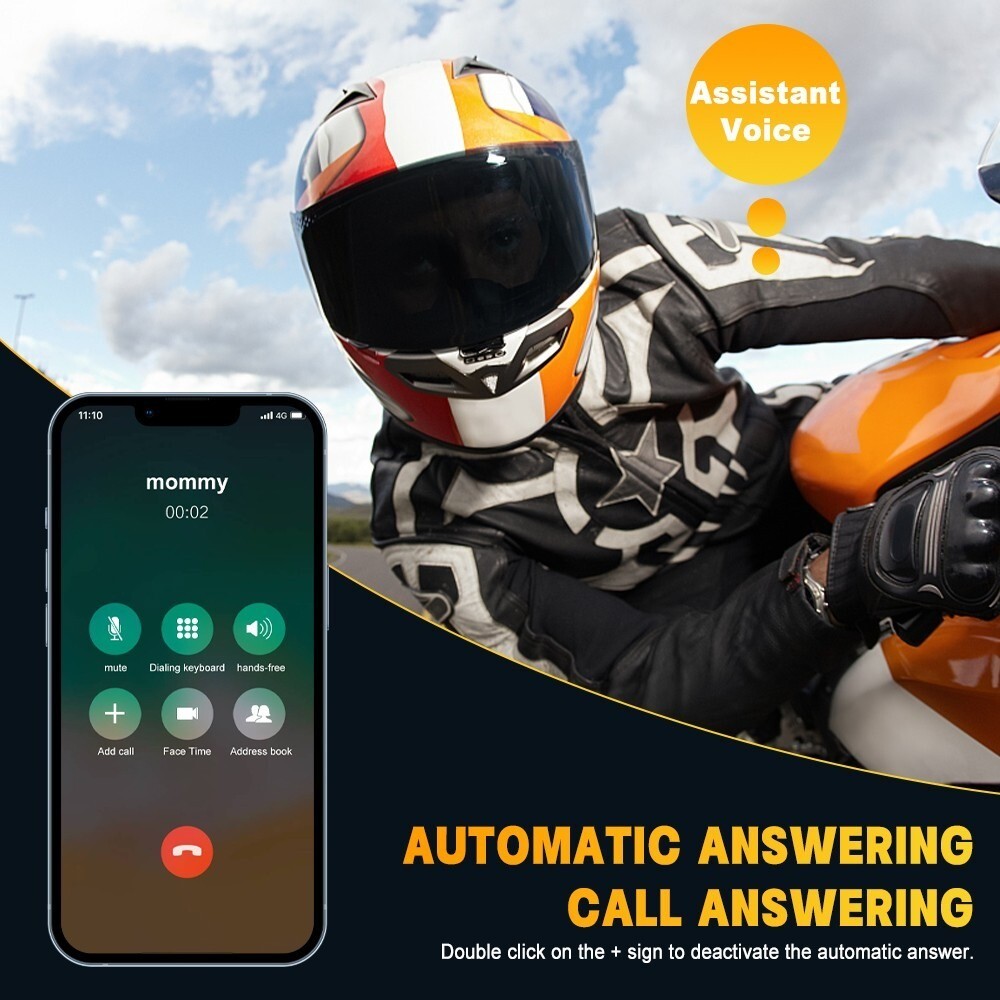 Waterproof Motorcycle Helmet Headset Wireless Bluetooth Headphone Bluetooth 5.3