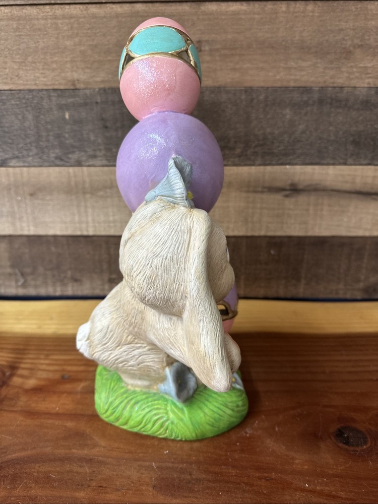 Ceramic Bunny With Easter Sparkly Eggs 14”