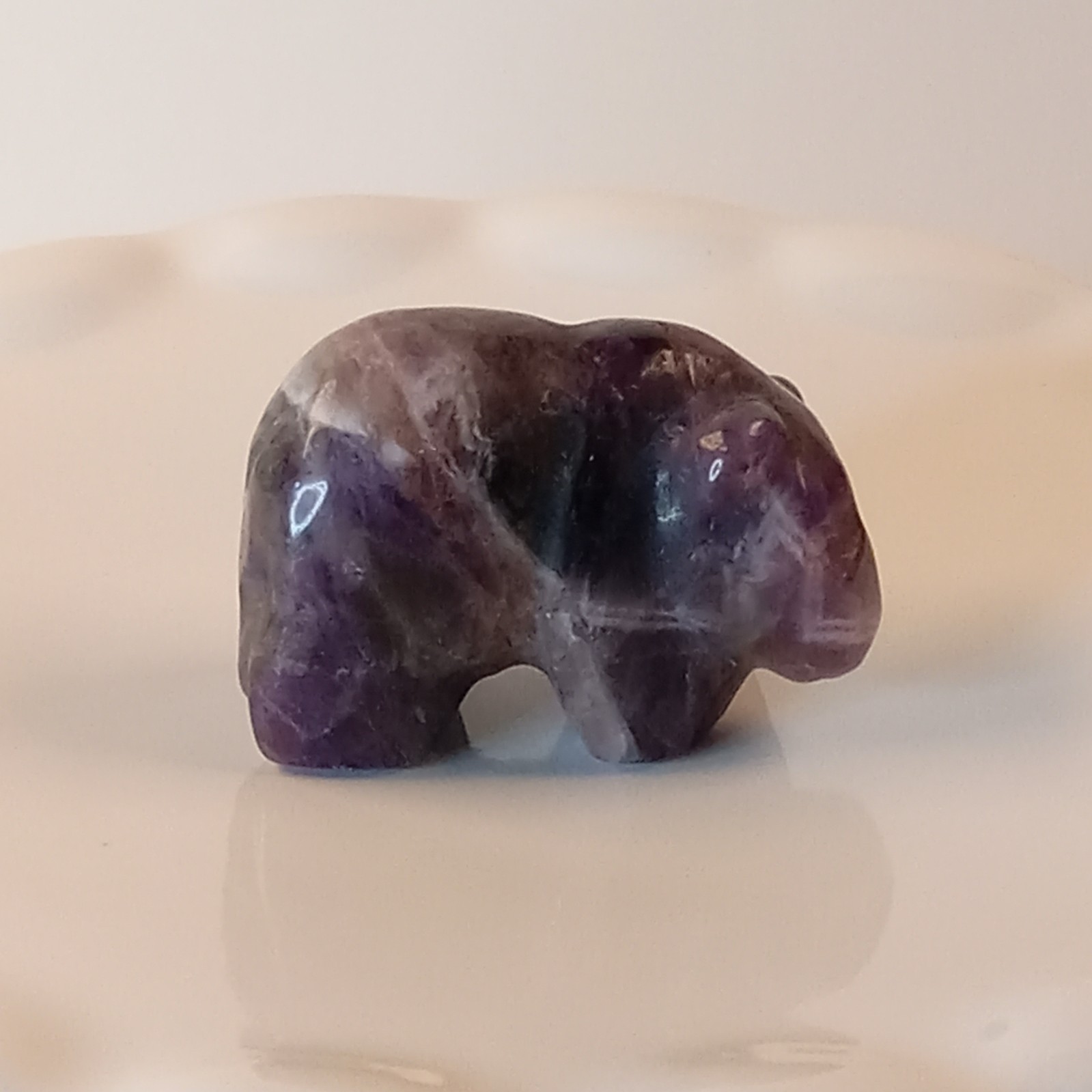 Dream Amethyst Crystal Bear Carving Purple Stone Animal 24g | E59