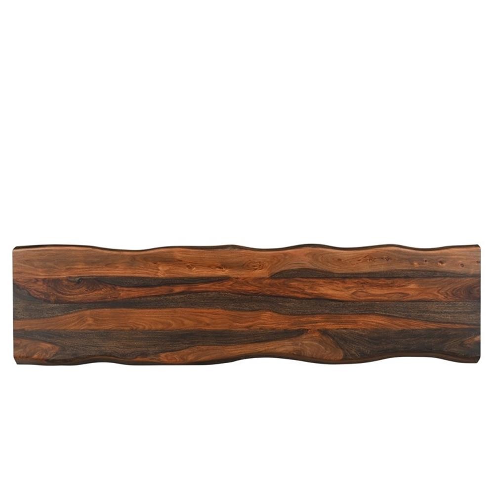 Pemberly Row 68" Live Edge Solid Wood Dining Bench in Dark Brown