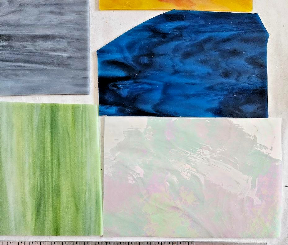 10 & 1/4 Pounds of Assorted Multicolor Stained-Glass Large Scraps/Sheets