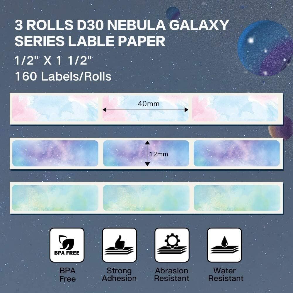 3Roll Phomemo Label Printer Tape Starry Sky Pattern Sticker Label for D30 Q30S