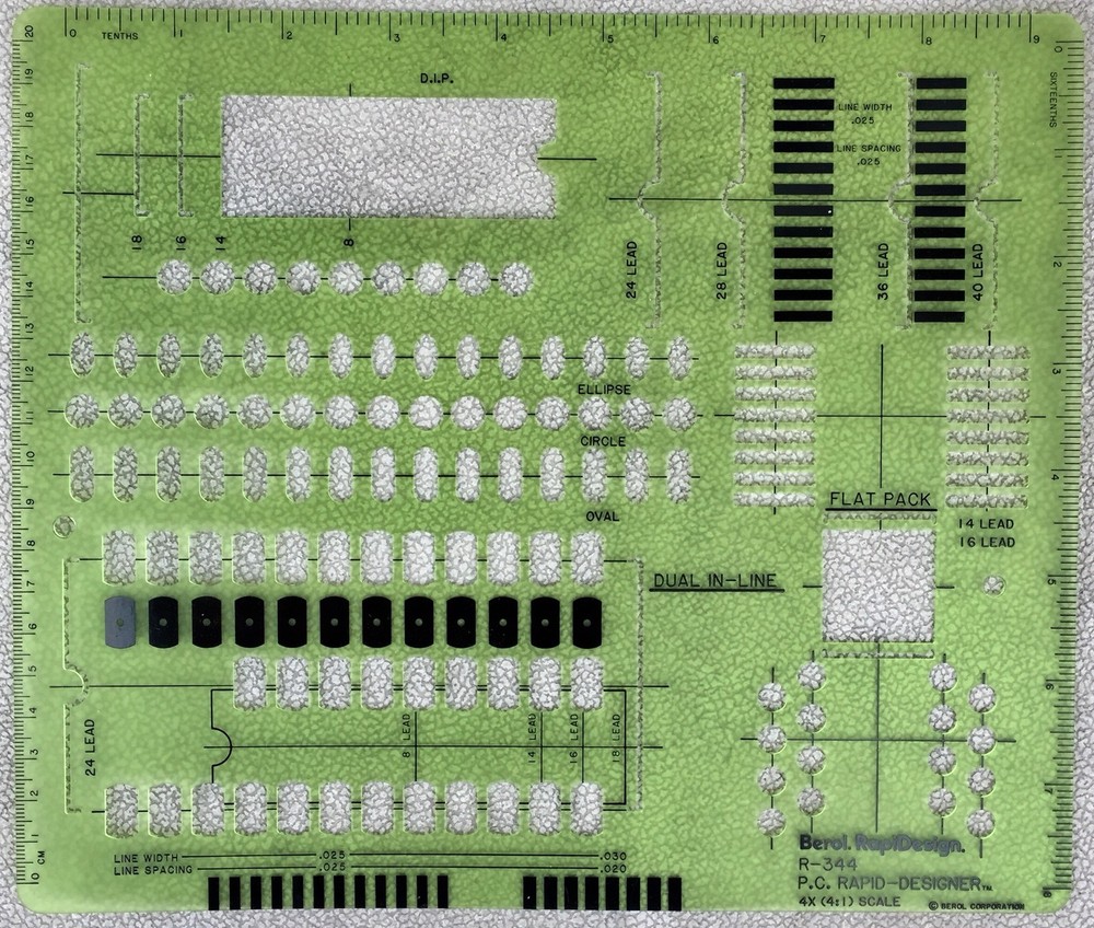 Berol Rapidesign Template R-344 PC Rapid Designer 4X (4:1) Scale