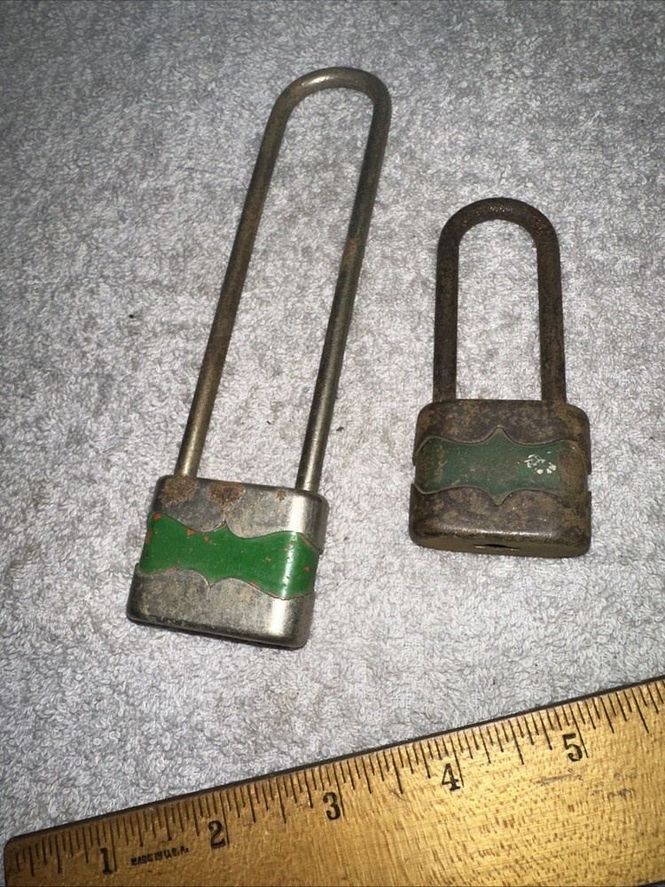 2 Locks No Keys!! Unique Shape Rusty Chippy Paint