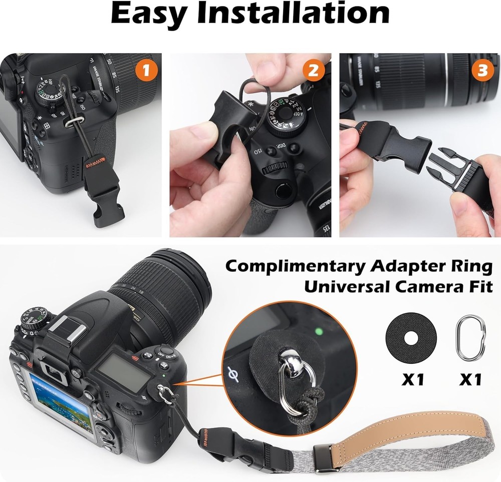 Camera Wrist Strap with Quick Release Buckle. Sturdy Nylon Rope Hand Strap Co...