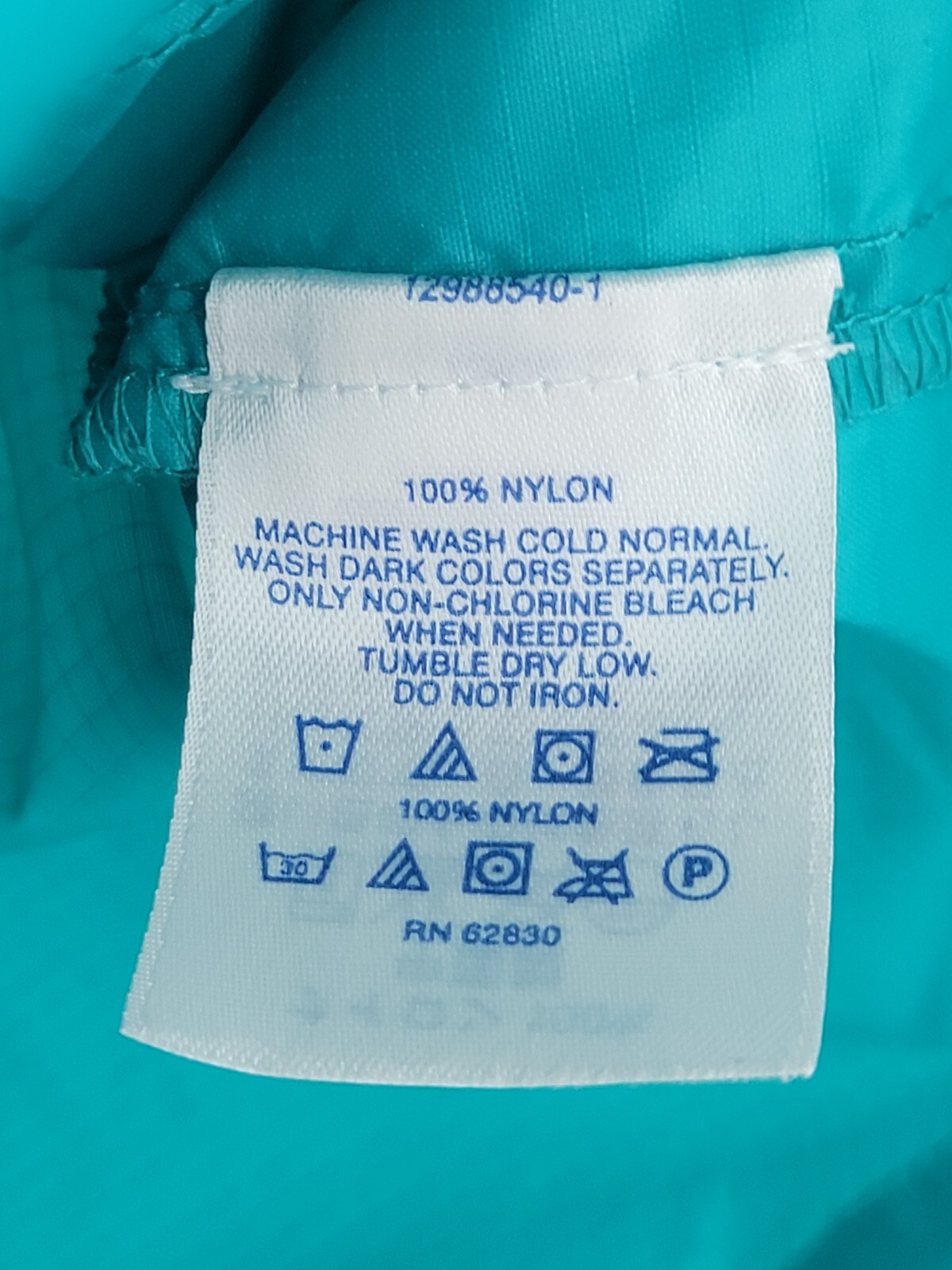 Lands End Jacket Girls Large 6X 7 Blue Green Zip Up Hooded Raincoat Outerwear