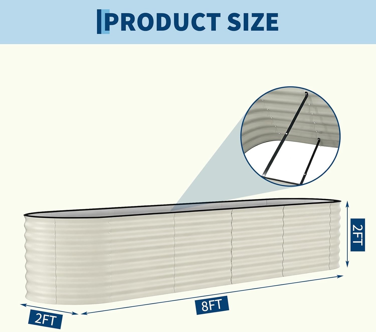 2 Pack Galvanized Raised Garden Bed Outdoor, 8 x 2 x 2 ft Metal Planter Box