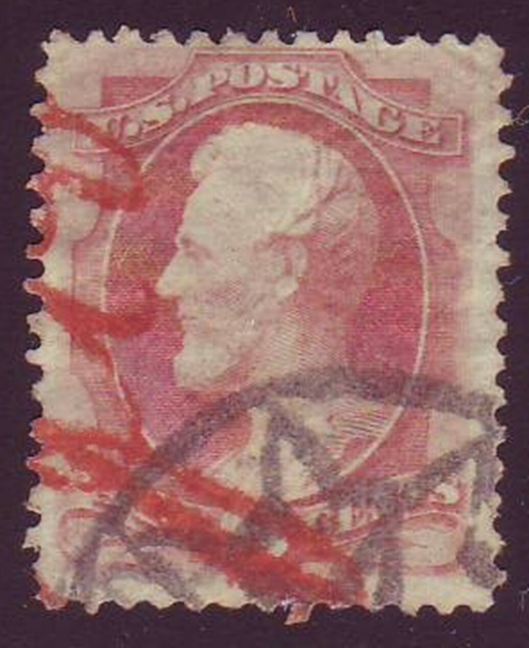 NYFM FANCY CANCEL with Unidentified RED MARKING on 6c BANKNOTE - MUST SEE !!
