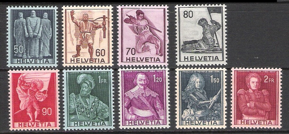 SWITZERLAND 1941 DEFINITIVE ISSUES TO 2Fr (MNH)
